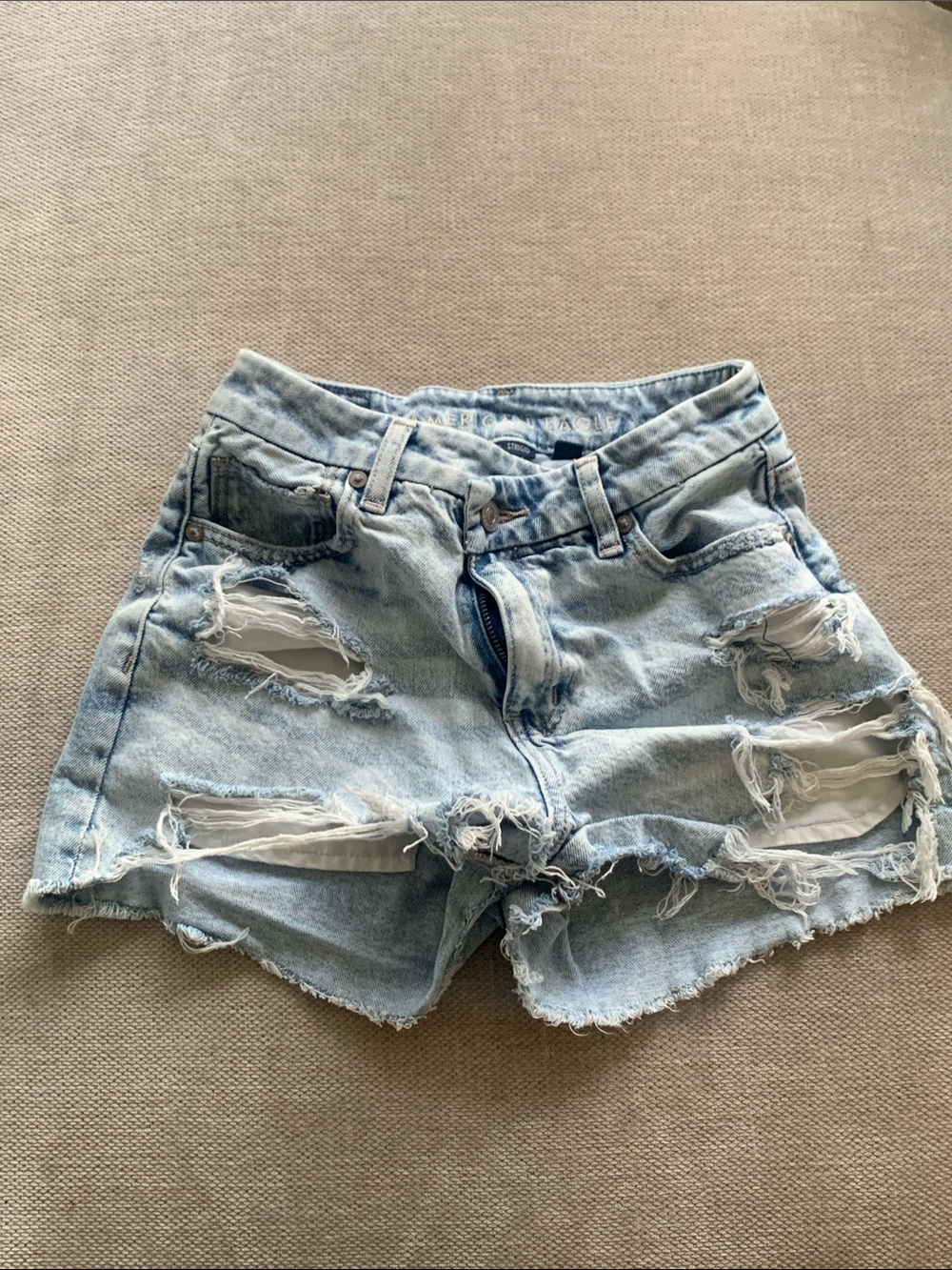 American Eagle Outfitters Light Blue Distressed Denim Cutoff Shorts
